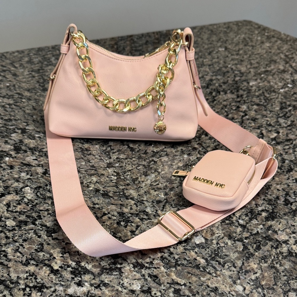 Madden NYC Pink Crossbody Bag with Chain Detail